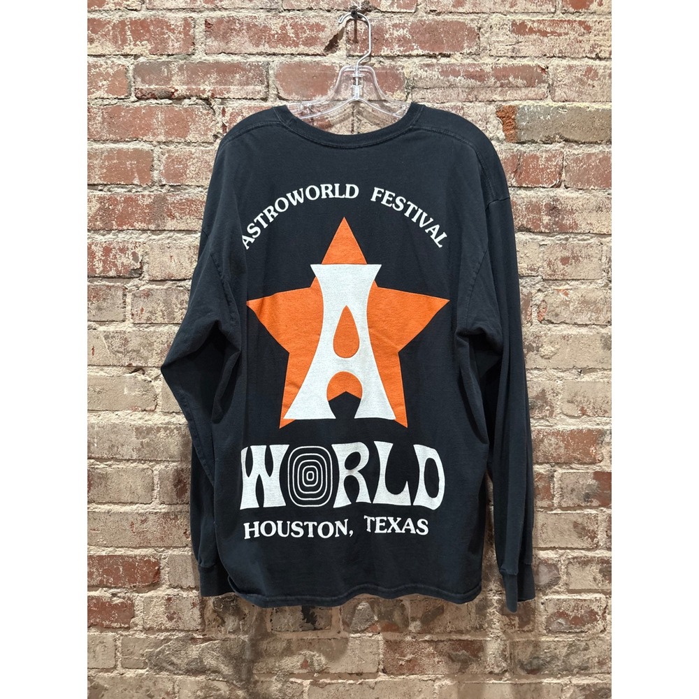 Travis Scott Astroworld Festival Houston Texas‎ Long Sleeve Shirt Black Large